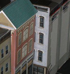 This view of the 'back' of a row of buildings shows how the big gray building actually went together.  Click for a bigger photo.