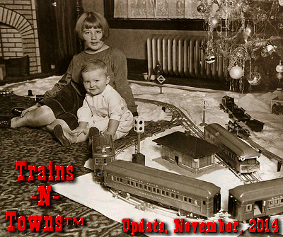 The official e-newsletter of Big Indoor Trains<sup><small>TM</small></sup> and Big Christmas Trains<sup><small>TM</small></sup>.  Author Paul Race's American Flyer railroad, circa 1964. Click for bigger picture.